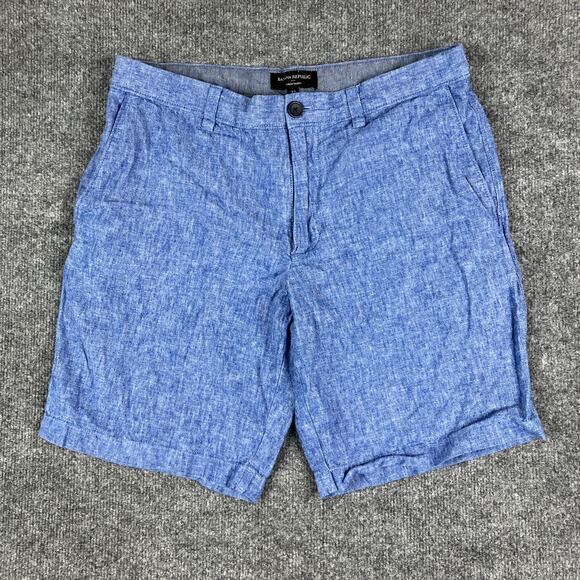 Banana Republic Shorts Mens Size 32 Linen Blue Chambray Aiden Flat Front Casual - Picture 1 of 9
